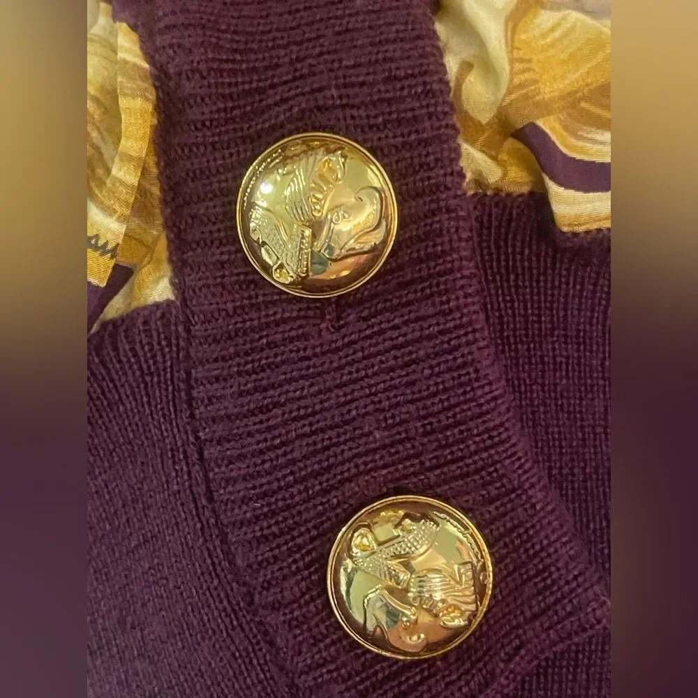 Salvatore Ferragamo Silk & Wool Tiger Print Cardigan Sweater | Italy | Size S